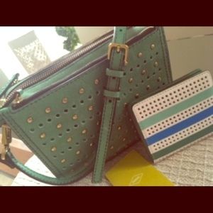 Fossil leather crossbody and wallet